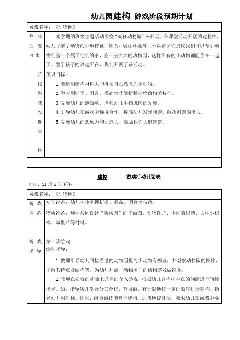 幼儿园小班建构游戏《动物园》