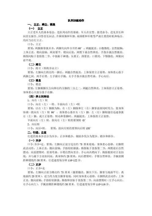 军训队列动作