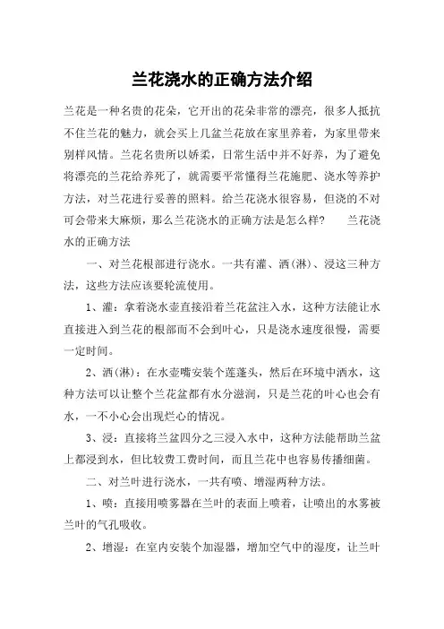 兰花浇水的正确方法介绍