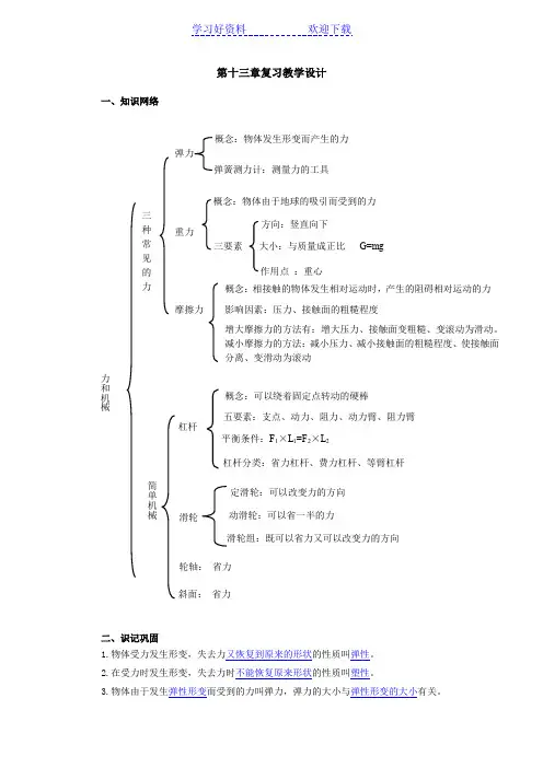 初中物理第一轮中考复习教学设计
