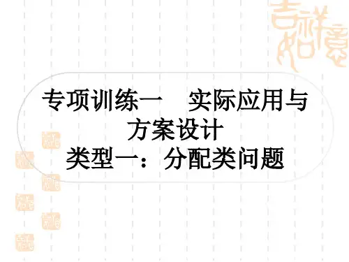 中考数学 中档题突破 专项训练一 实际应用与方案设计
