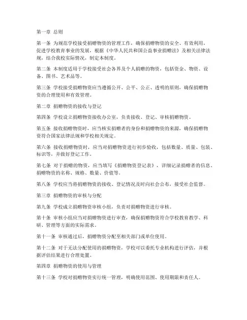 学校接受捐赠物资管理制度