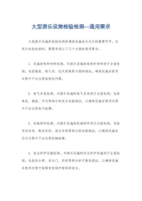 大型游乐设施检验检测—通用要求