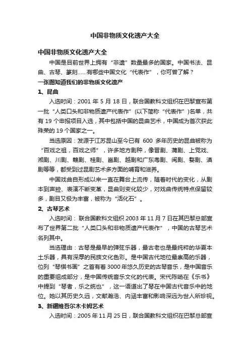中国非物质文化遗产大全