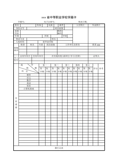 最新整理省中等职业学校学籍卡.doc