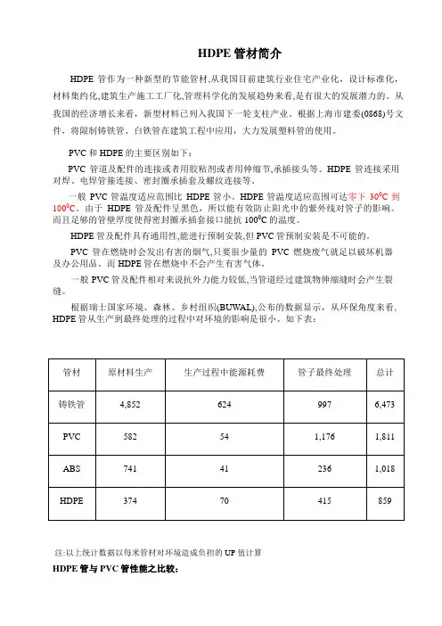 HDPE与别的管道比较