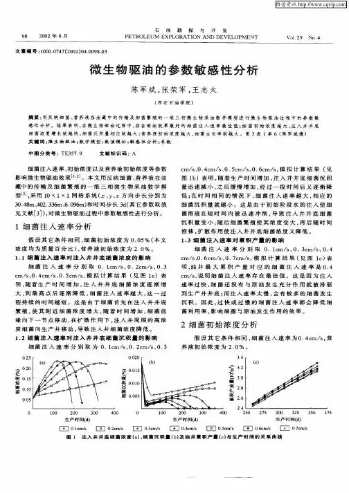 微生物驱油的参数敏感性分析