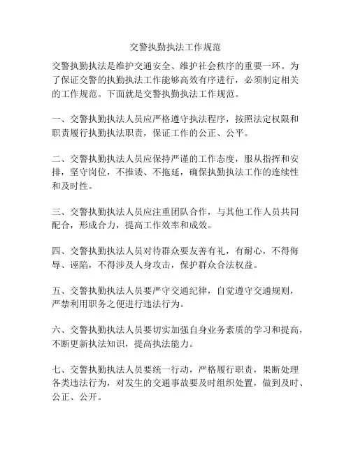 交警执勤执法工作规范