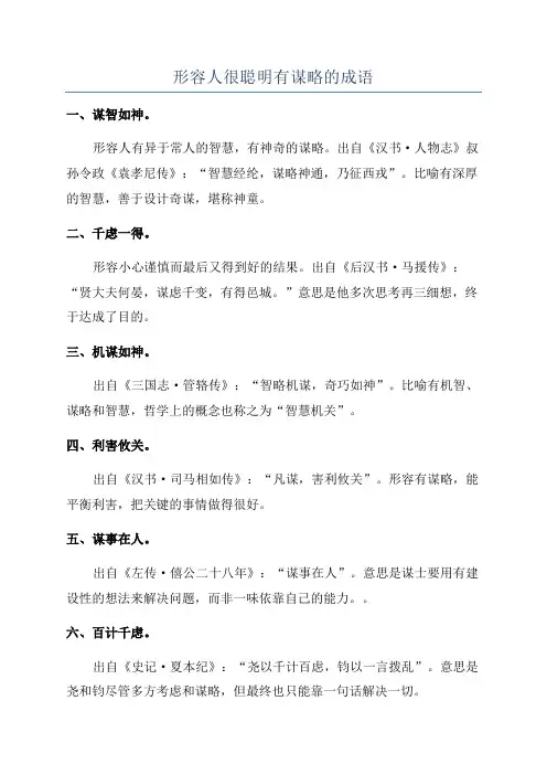 形容人很聪明有谋略的成语