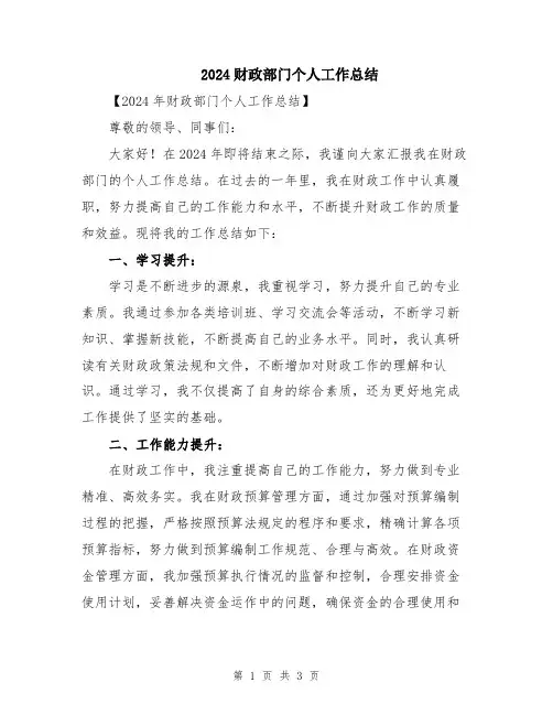 2024财政部门个人工作总结