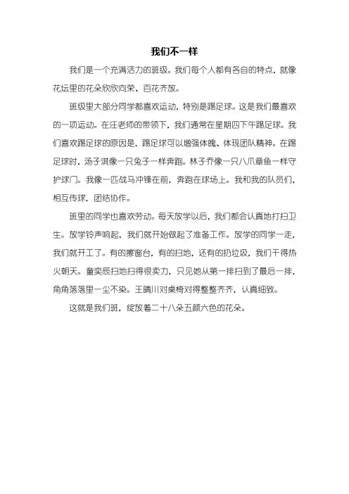 三年级作文：我们不一样作文350字