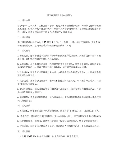 药房春季调理活动方案策划