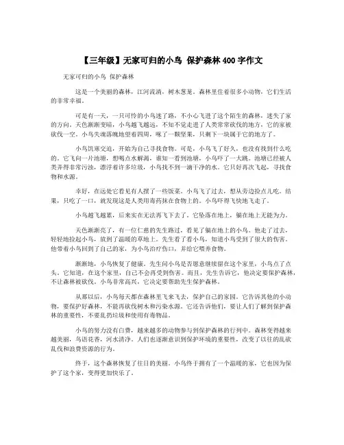 【三年级】无家可归的小鸟 保护森林400字作文