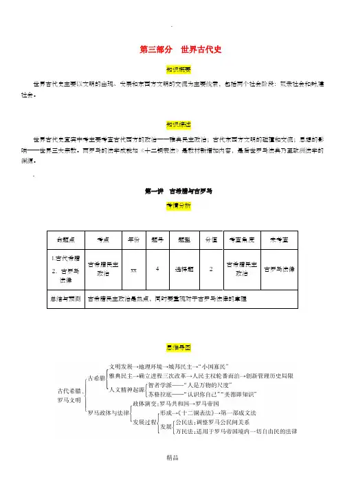 (宜宾专版)201x届中考历史总复习 第一编 教材考点速查 第三部分 世界古代史 第一讲 古希腊与古