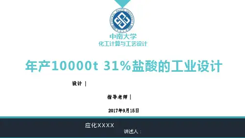 中南大学大四课程设计盐酸生产工艺设计答辩
