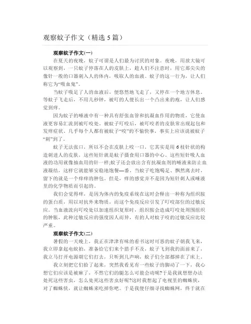 观察蚊子作文(精选5篇)