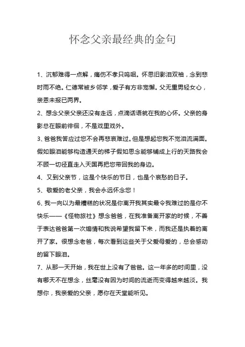 怀念父亲最经典的金句