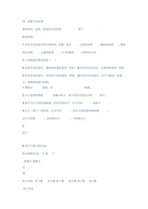 中考化学化学用语专项练习