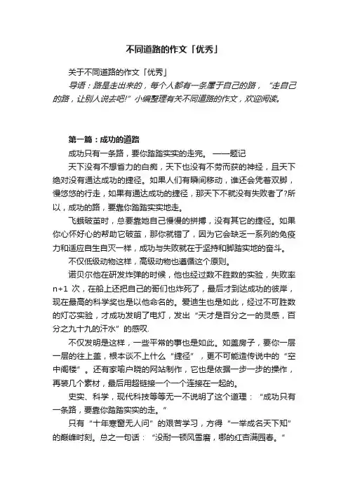 关于不同道路的作文「优秀」