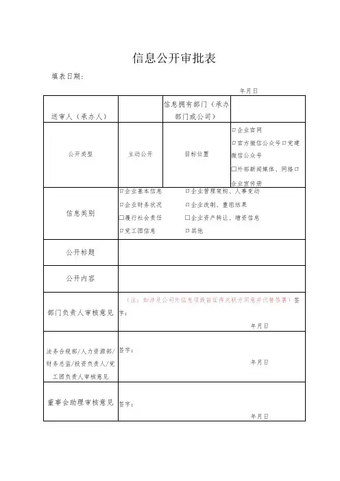 信息公开申请表模板