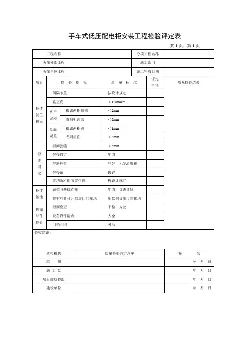 低压配电柜调试报告