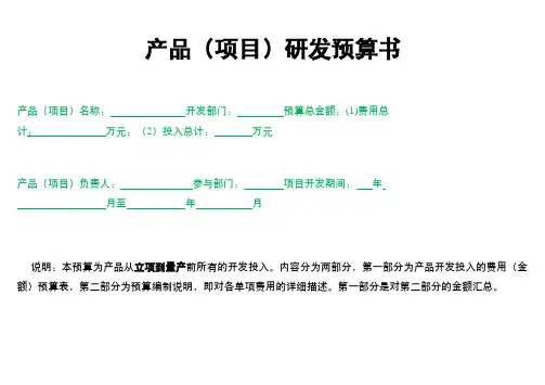 产品研发预算书