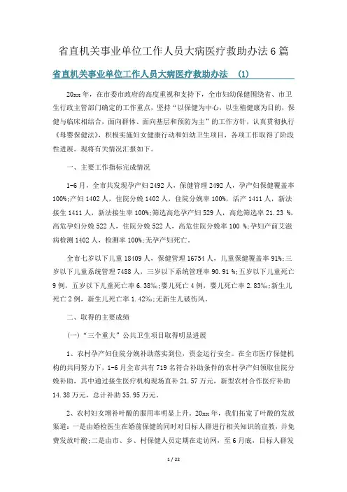 省直机关事业单位工作人员大病医疗救助办法6篇