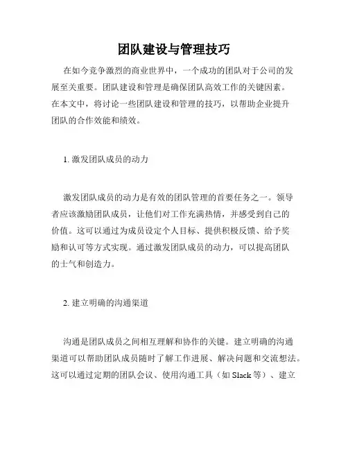 团队建设与管理技巧