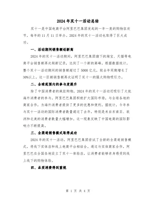2024年双十一活动总结（2篇）