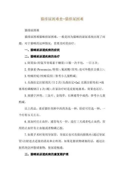 猫排尿困难愈-猫排尿困难