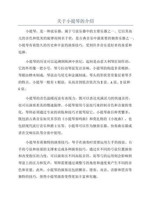 关于小提琴的介绍