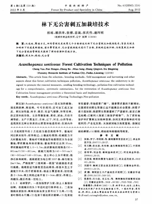 林下无公害刺五加栽培技术