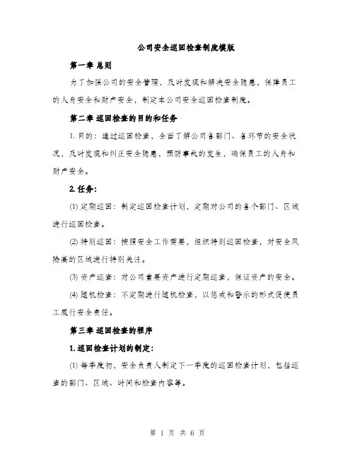 公司安全巡回检查制度模版（二篇）