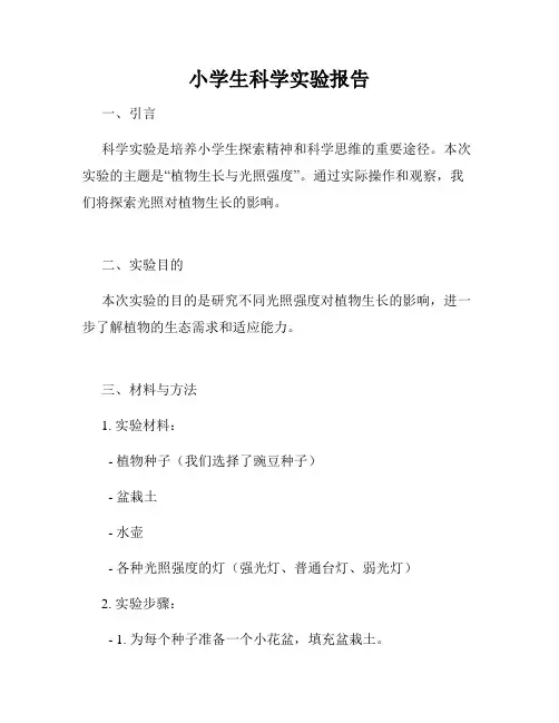 小学生科学实验报告