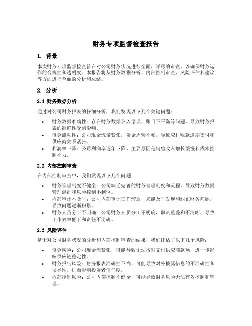 财务专项监督检查报告