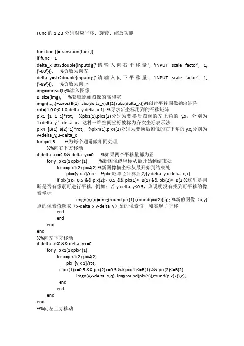 MATLAB实现RGB图像的平移、缩放和旋转