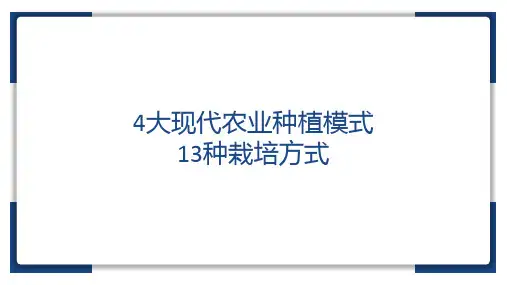 4大现代农业种植模式,13种栽培方式