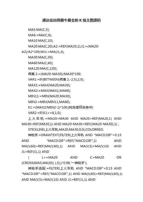 通达信自用最牛最全的K线主图源码