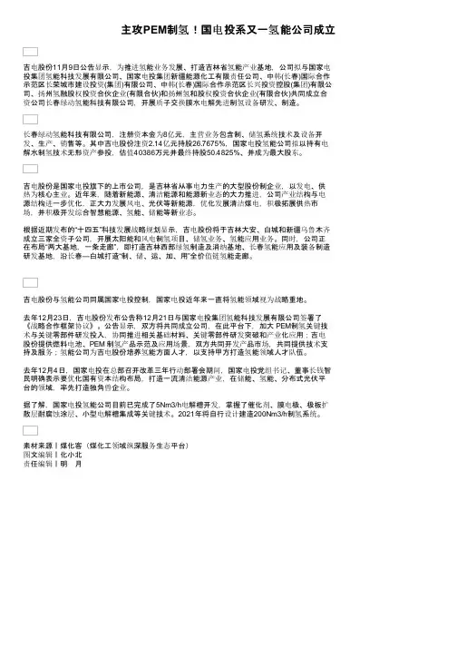 主攻PEM制氢！国电投系又一氢能公司成立