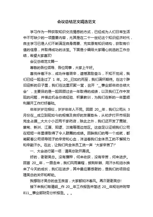 会议总结范文精选范文