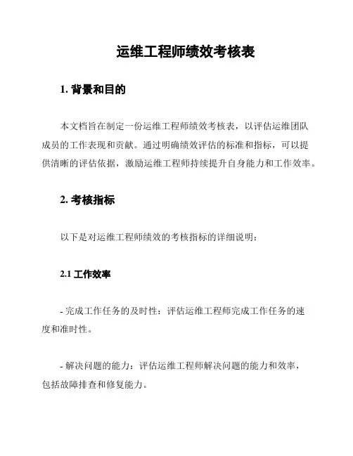运维工程师绩效考核表