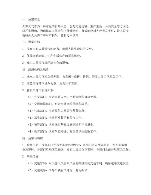 大雾天气专项应急预案