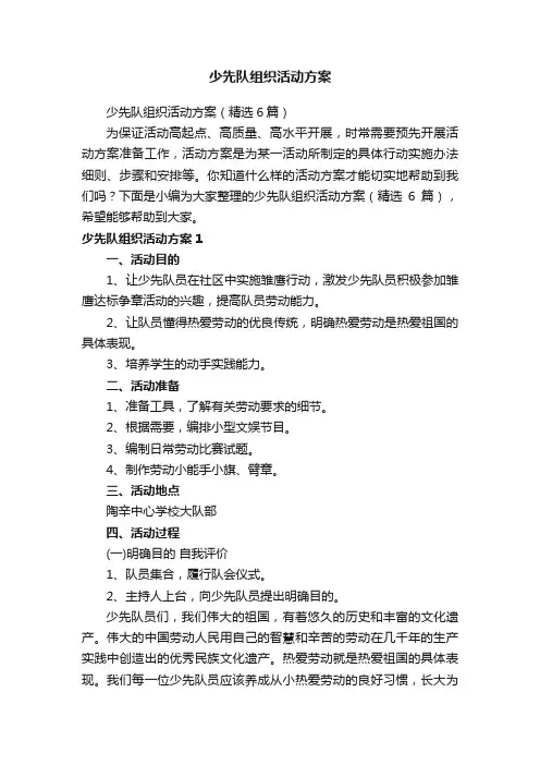 少先队组织活动方案