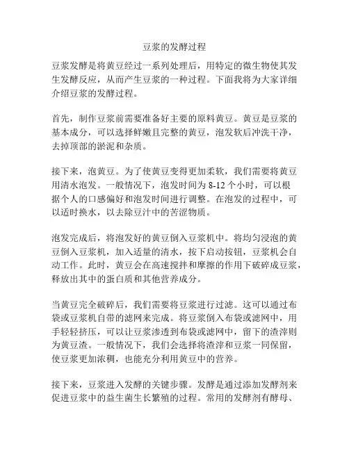 豆浆的发酵过程
