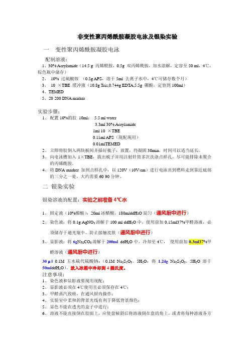 非变性聚丙烯酰胺凝胶电泳及银染实验修改版