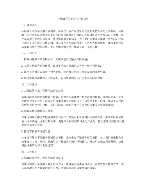 兵地融合年度工作计划报告