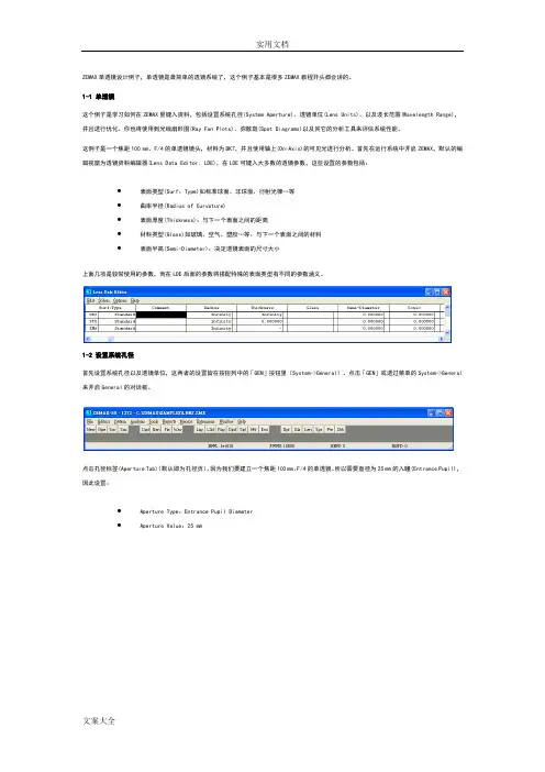 ZEMAX单透镜设计例子详细(多图)