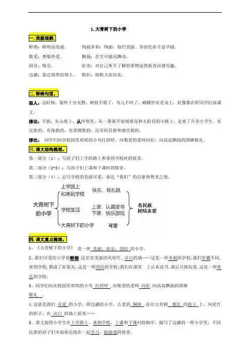 最新部编版三年级语文上第一单元知识点梳理
