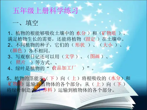 五年级科学练习(全册)