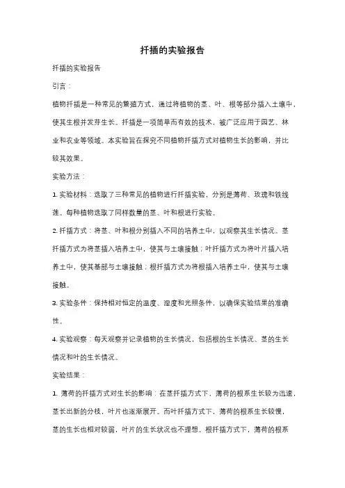 扦插的实验报告